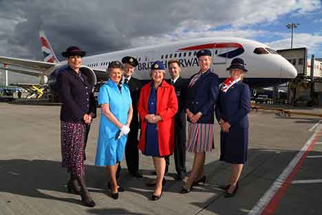 Wearing-the-uniforms-they-wore-when-they-flew-The-Queen-British-Airways-crew-celebrate-C-Geoff-Caddick-Press-Associatio